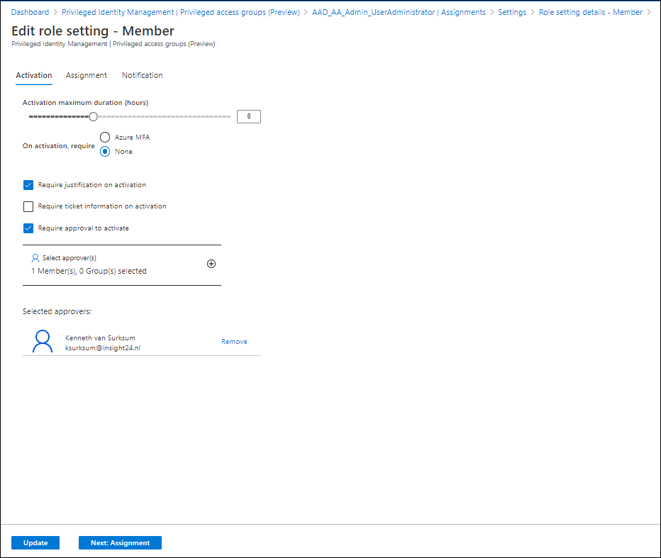 azure assignment type eligible