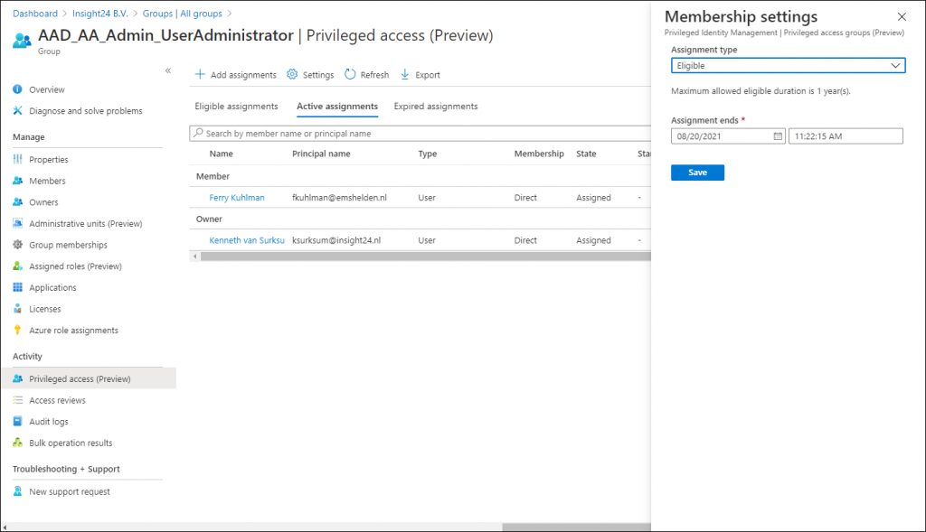 azure assignment type eligible