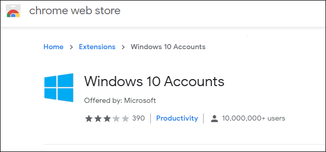 Chrome We b St 
Windows 10 Accounts 
